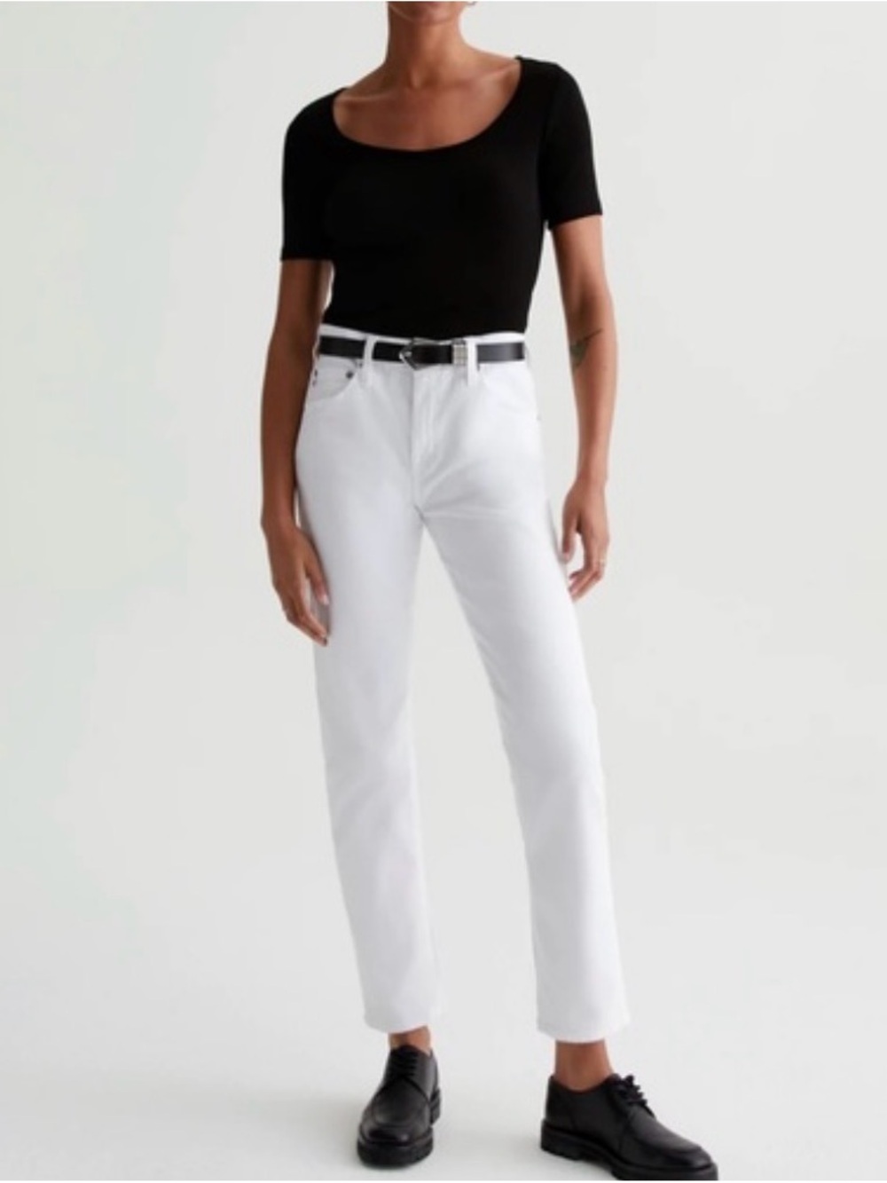 AG Ex-Boyfriend Slouchy Slim White Distressed Jeans Size 27R